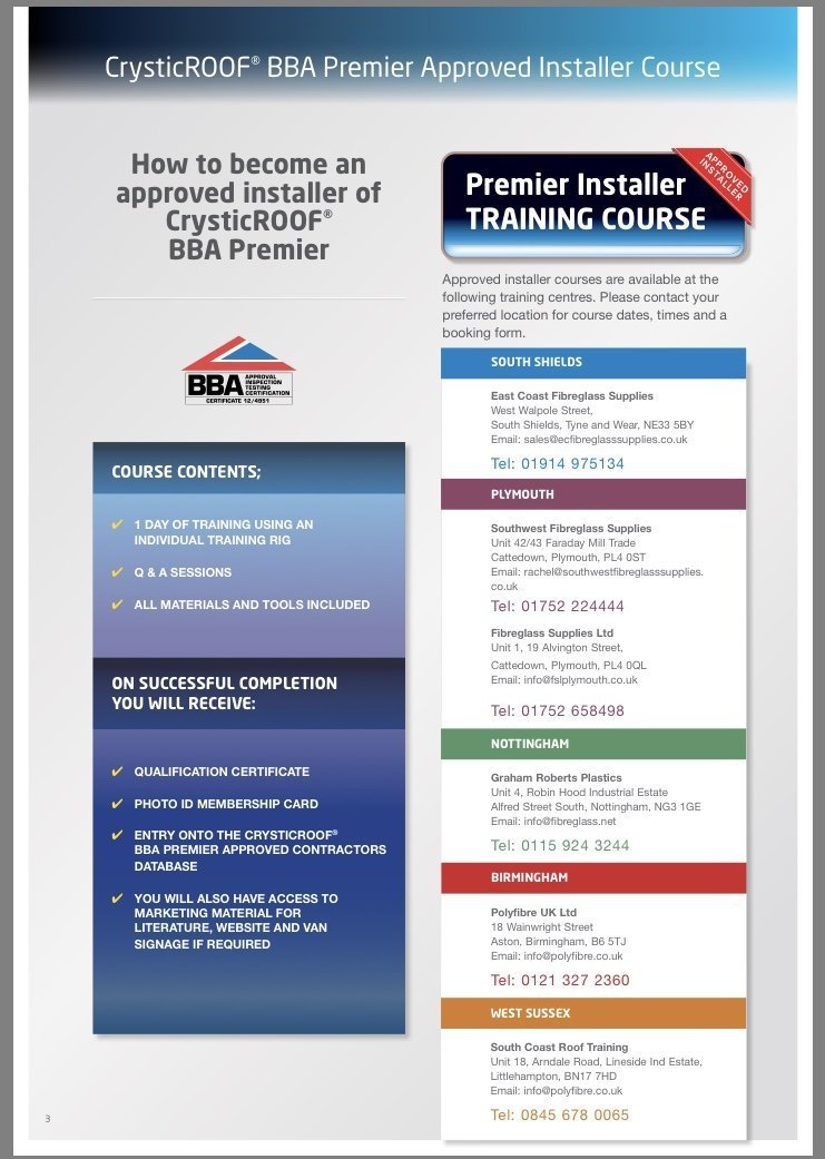 crystic roof approved installer course